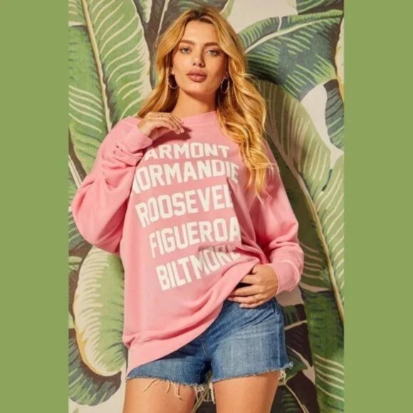 NWT Wildfox pink hotel “Roadtrip” print sweatshirt, L - Picture 3 of 7